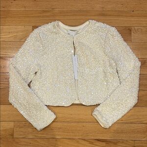 House of Harlow ecru sequin top